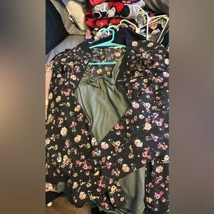 Maurice’s brand floral zip up and green sparkly tank set
